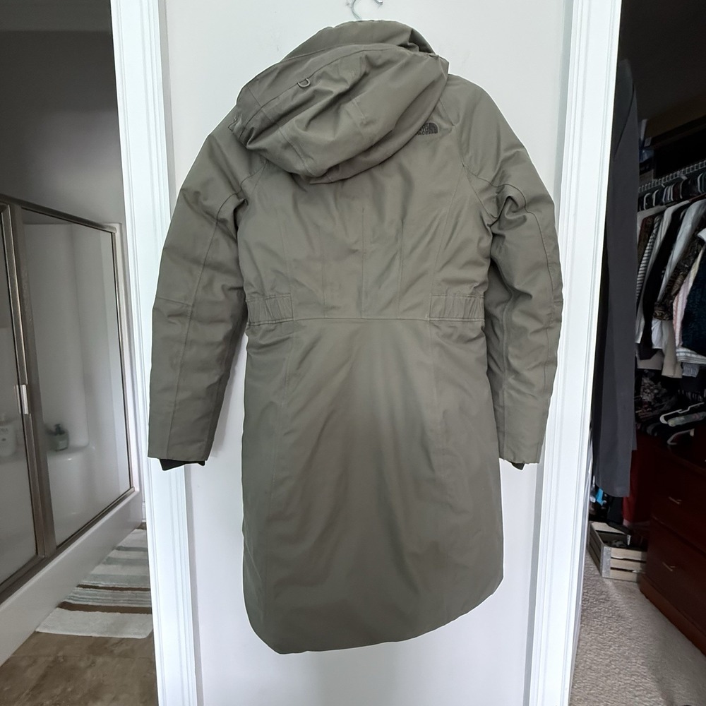The North Face Arctic Parka Sz S Olive 550 Fill Down Dryvent Hood Missing Fur - Picture 5 of 11